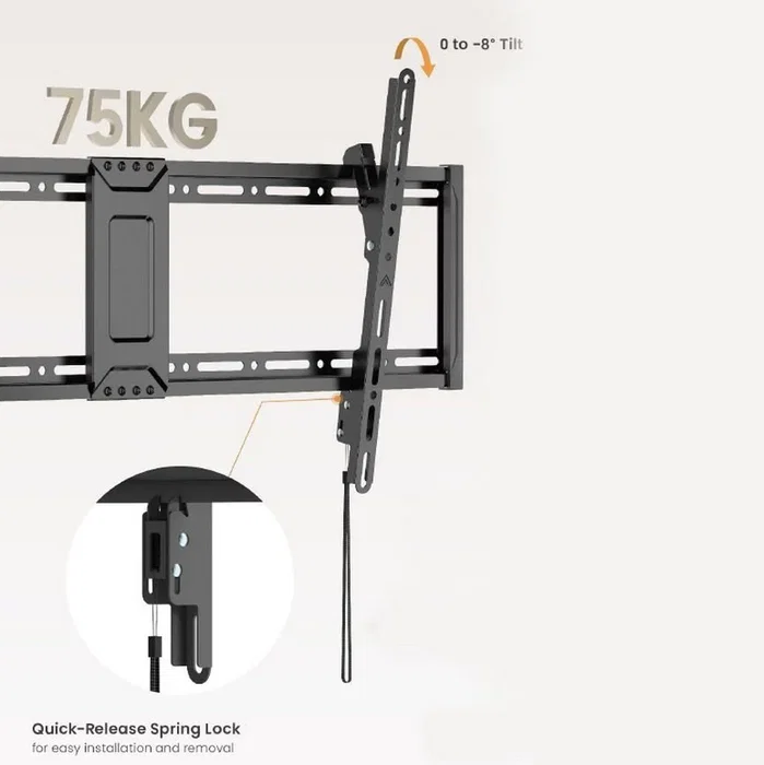 Equip Soporte de Pared para TV 650361, Fijo e Inclinable (0-8°), para Pantallas de 43 a 95 Pulgadas, VESA hasta 800x400, Capacidad de 75 kg, Negro