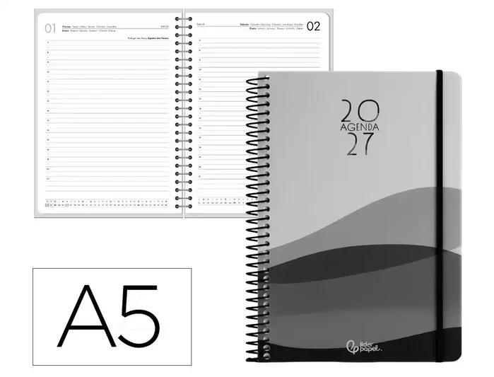 Liderpapel Agenda de oficina 2027 día por página A5 negro Liderpapel Agenda de oficina 2027 día por página A5 negro