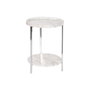 DKD Home Decor Mesita Auxiliar Símil Mármol Blanco y Plateado