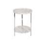 DKD Home Decor Mesita Auxiliar Símil Mármol Blanco y Plateado