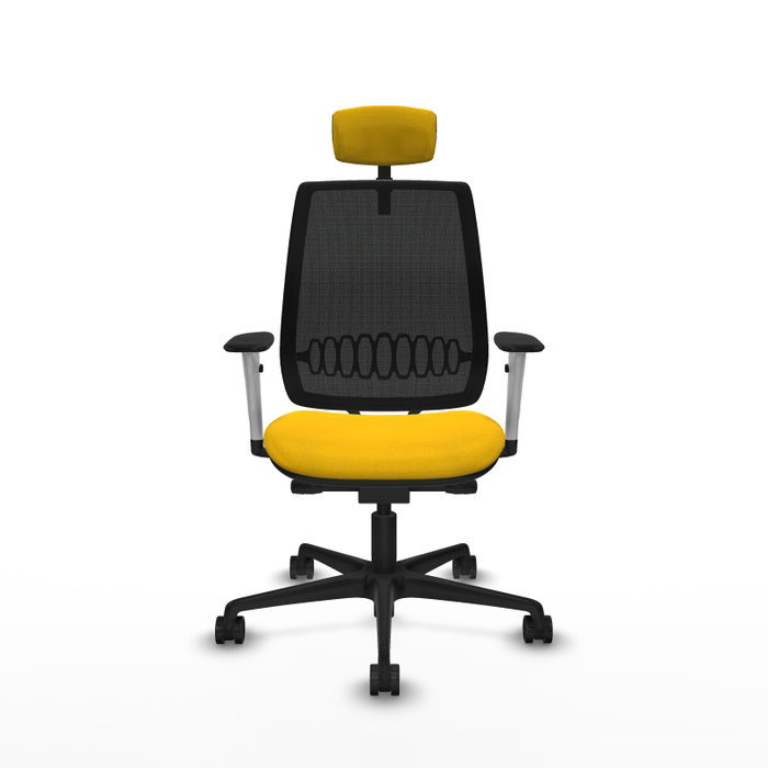 PIQUERAS Y CRESPO Silla de oficina Alares con mecanismo traslack, malla negra y acabado Bali amarillo PIQUERAS Y CRESPO Silla de oficina Alares con mecanismo traslack, malla negra y acabado Bali amarillo