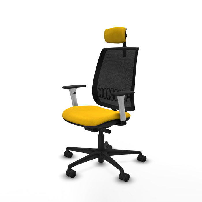 PIQUERAS Y CRESPO Silla de oficina Alares con mecanismo traslack, malla negra y acabado Bali amarillo PIQUERAS Y CRESPO Silla de oficina Alares con mecanismo traslack, malla negra y acabado Bali amarillo