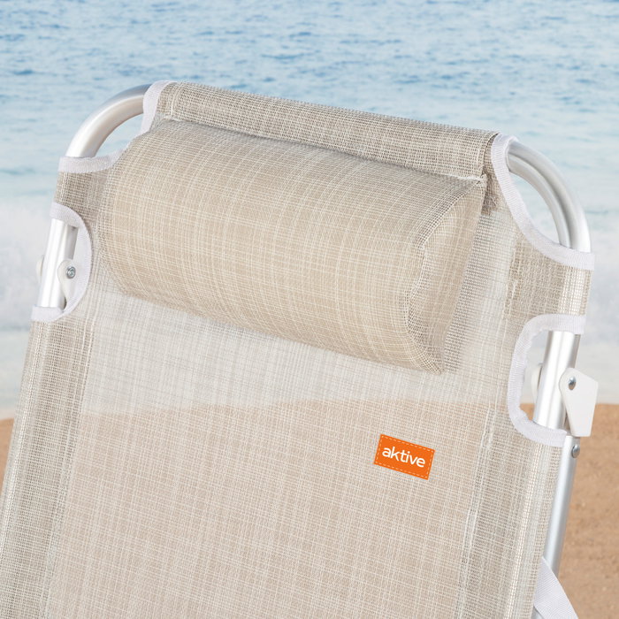 Aktive Silla de playa y tumbona 2 en 1 plegable beige con cojín