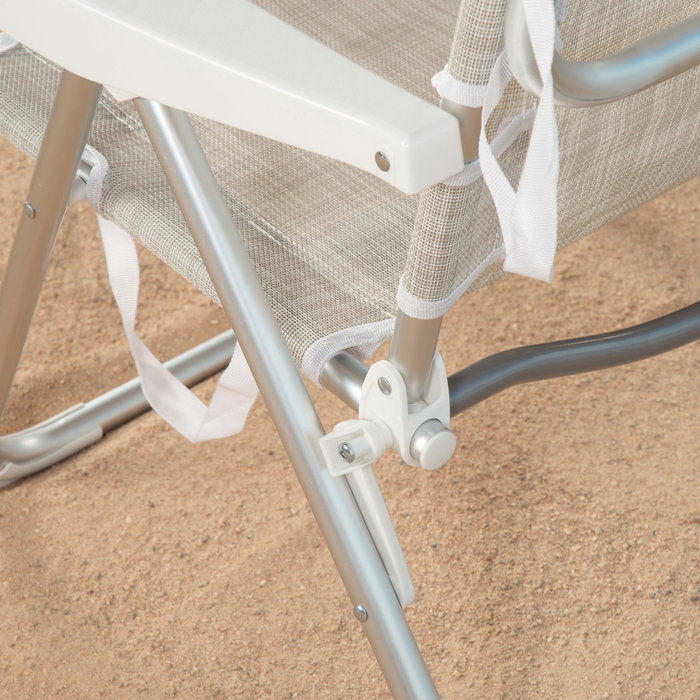 Aktive Silla de playa y tumbona 2 en 1 plegable beige con cojín