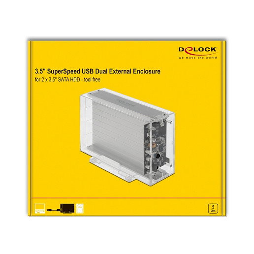 DeLOCK 42624 Carcasa Doble Externa Transparente para 2 x SATA HDD/SSD USB Tipo C DeLOCK 42624 Carcasa Doble Externa Transparente para 2 x SATA HDD/SSD USB Tipo C