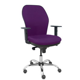 Silla de oficina Jorquera con mecanismo Sincro tapizada con Tela color Morado. Equipada con lumbar 1D, Brazos 1D y Ruedas de parqué