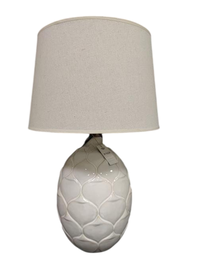 DKD Home Decor Lámpara de Sobremesa de Porcelana y Lino Blanco