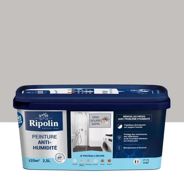 Ripolin Pintura Impermeabilizante Antihumedad Satinada Gris Ratón 2,5L