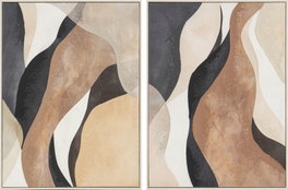 DKD Home Decor Cuadro Abstracto Beige Marron Lienzo PS 60 x 80 x 2.8 cm (2 Unidades)