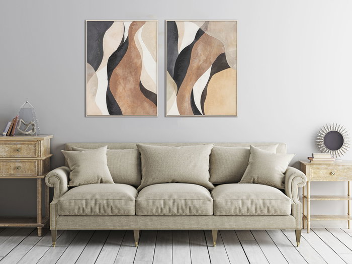 DKD Home Decor Cuadro Abstracto Beige Marron Lienzo PS 60 x 80 x 2.8 cm (2 Unidades)