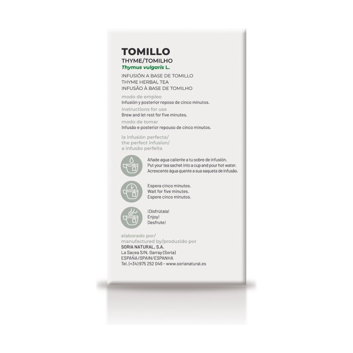Soria Natural Infusión de Tomillo 20 filtros Soria Natural Infusión de Tomillo 20 filtros