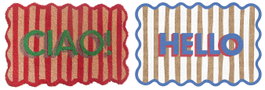 DKD Home Decor Felpudo de Fibra Coco Hello & Ciao Multicolor