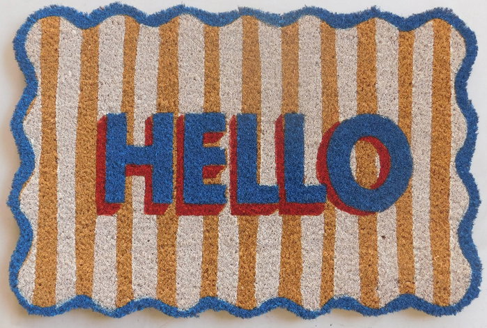DKD Home Decor Felpudo de Fibra Coco Hello & Ciao Multicolor