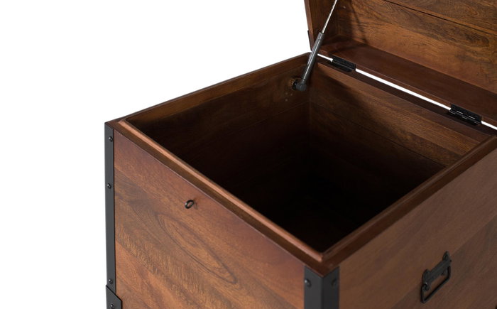 Giner y Colomer Baúl de Madera de Mango con Remates de Hierro Negro Estilo Vintage 39x45x45 cm
