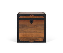 Giner y Colomer Baúl de Madera de Mango con Remates de Hierro Negro Estilo Vintage 39x45x45 cm