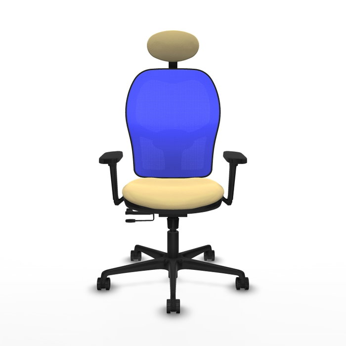 PIQUERAS Y CRESPO Silla de oficina Jorquera con mecanismo Sincro/Traslack, Crema y Azul PIQUERAS Y CRESPO Silla de oficina Jorquera con mecanismo Sincro/Traslack, Crema y Azul