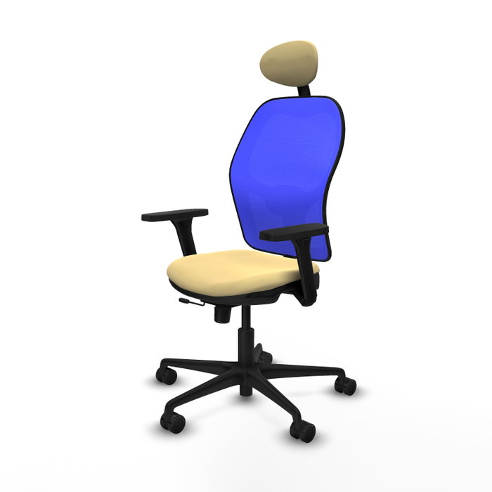 PIQUERAS Y CRESPO Silla de oficina Jorquera con mecanismo Sincro/Traslack, Crema y Azul PIQUERAS Y CRESPO Silla de oficina Jorquera con mecanismo Sincro/Traslack, Crema y Azul