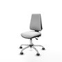 Silla de oficina Elche con mecanismo Asincro tapizada con Tela color Blanco. Equipada con Base cromada, Sin brazos y Ruedas 65 mm parqué