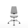 Silla de oficina Elche con mecanismo Asincro tapizada con Tela color Blanco. Equipada con Base cromada, Sin brazos y Ruedas 65 mm parqué