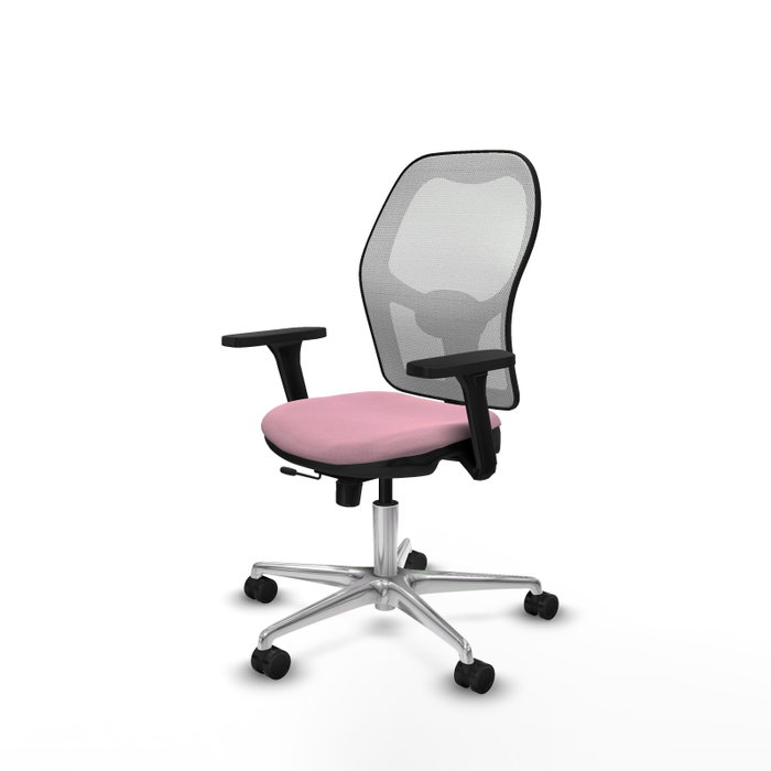 PIQUERAS Y CRESPO Silla de oficina Jorquera Rosa y Blanca con mecanismo Sincro/Traslack