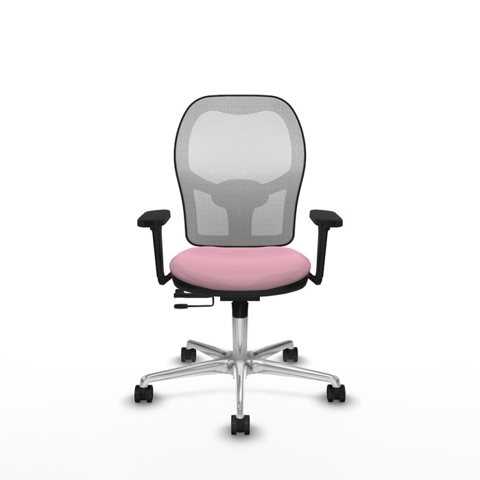 PIQUERAS Y CRESPO Silla de oficina Jorquera Rosa y Blanca con mecanismo Sincro/Traslack