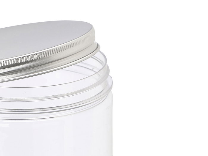Tarro PET Tapa Aluminio 500ml Kinvara Transparente y Metal 8.5x10x8.5 cm (Set de 48) Tarro PET Tapa Aluminio 500ml Kinvara Transparente y Metal 8.5x10x8.5 cm (Set de 48)