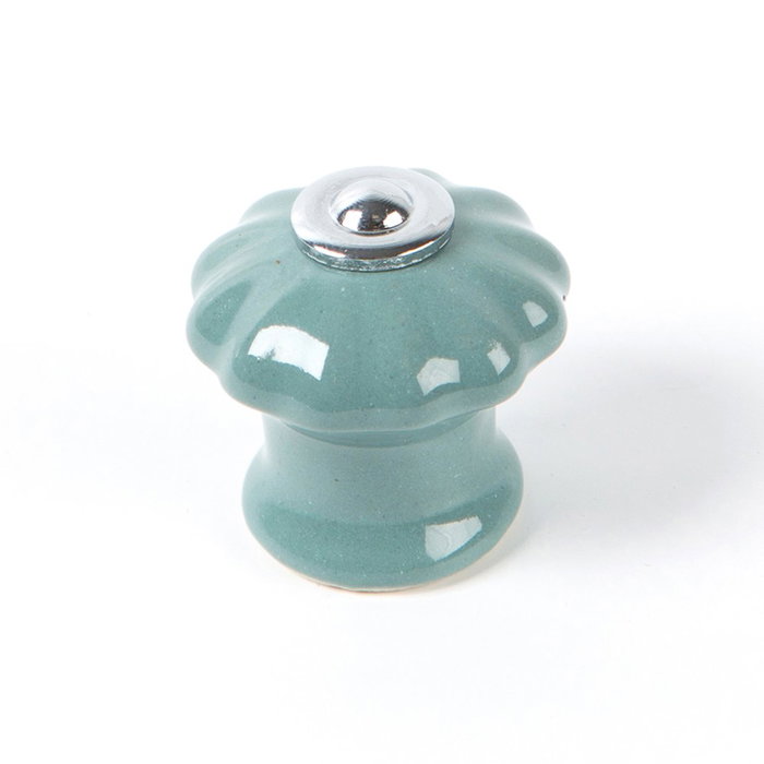 Rei Pomo para Mueble Modelo E524, Porcelana y Acero Color Azul Grisáceo, Ø28 x 28 mm con Tornillos M4 Incluidos Rei Pomo para Mueble Modelo E524, Porcelana y Acero Color Azul Grisáceo, Ø28 x 28 mm con Tornillos M4 Incluidos