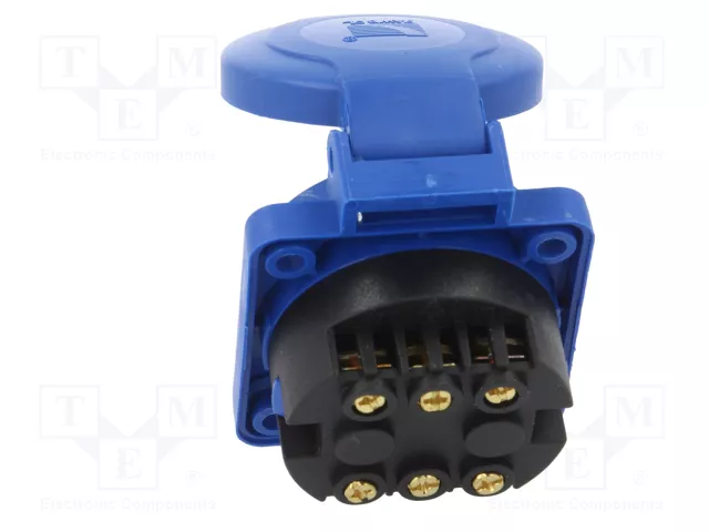 PAWBOL Tomacorriente de alimentación AC 2P+PE 16A 250VAC Azul