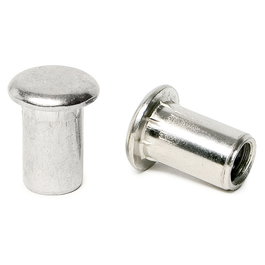 HERRAJES ALK Tubo Union Ciego Cabeza Plana Ø10 M8X25 Niquelado Con Estrias Bajo Cabeza