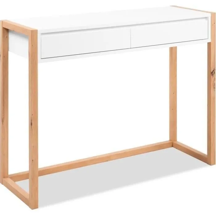 Denver Escritorio consola DENVER003993 Roble Artisan Blanco 2 cajones 100 x 35 x 75 cm
