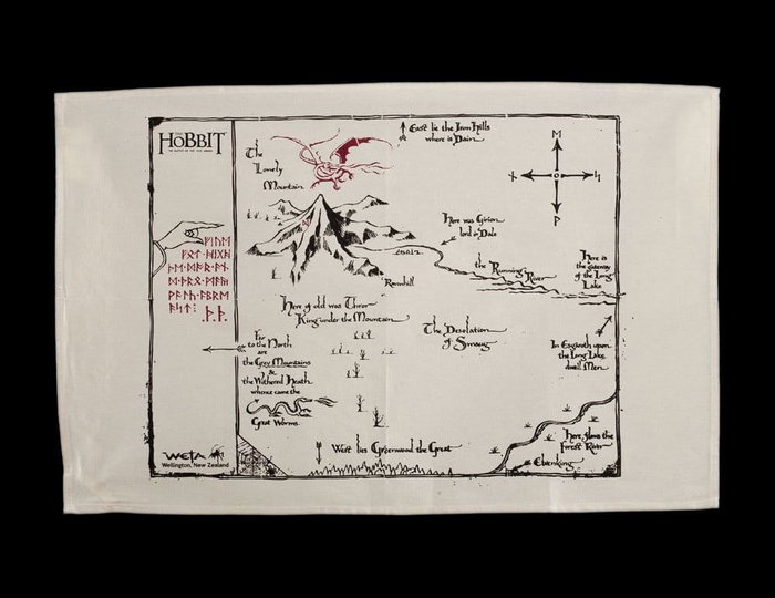 El hobbit Paños de cocina Thorins Map 72 cm