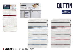 Quttin Set de 6 Paños de Cocina de Algodón con Líneas 40x60 cm