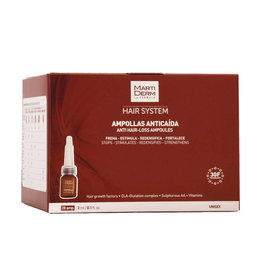 Martiderm Hair System Ampollas Anticaída con Factores de Crecimiento para Alopecia y Densidad Capilar - Tratamiento 28 Unidades x 3 ml