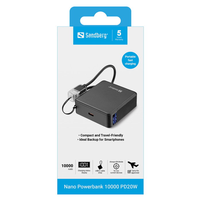 SANDBERG Nano Powerbank 10000 PD20W SANDBERG Nano Powerbank 10000 PD20W