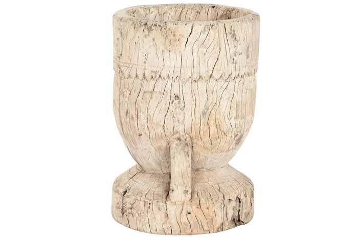 DKD Home Decor Macetero Teca Mortero Antiguo Natural