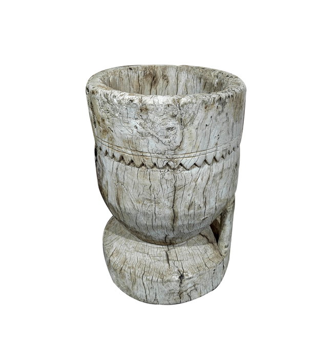 DKD Home Decor Macetero Teca Mortero Antiguo Natural