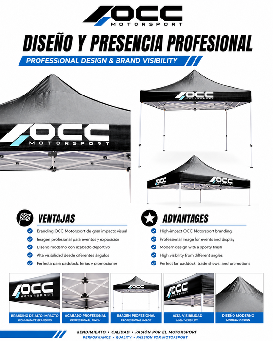 Occ Motorsport Carpa Racing 3x3m Acero Inox Negro 40mm 420 Oxford