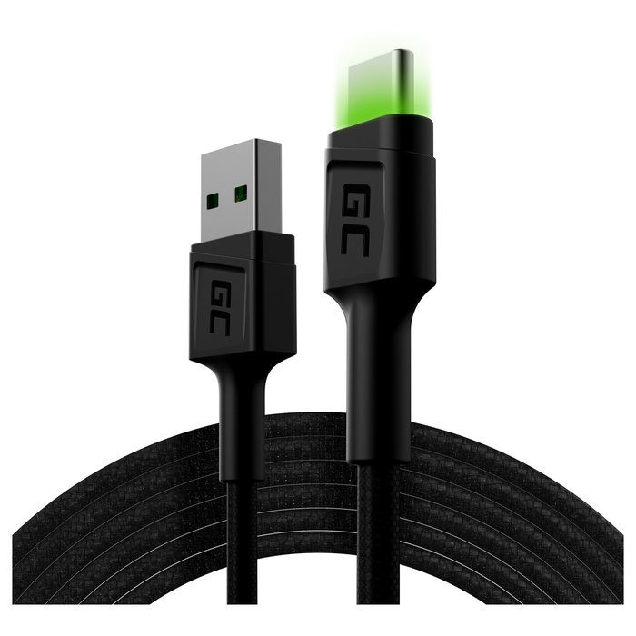 Green Cell Cable USB-A a USB-C KABGC13 de 2m con Iluminación LED Green Cell Cable USB-A a USB-C KABGC13 de 2m con Iluminación LED