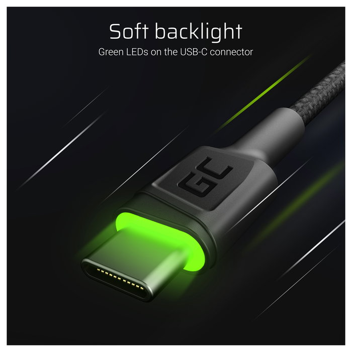 Green Cell Cable USB-A a USB-C KABGC13 de 2m con Iluminación LED Green Cell Cable USB-A a USB-C KABGC13 de 2m con Iluminación LED