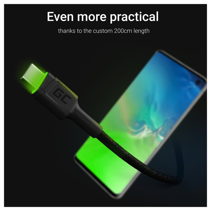 Green Cell Cable USB-A a USB-C KABGC13 de 2m con Iluminación LED Green Cell Cable USB-A a USB-C KABGC13 de 2m con Iluminación LED