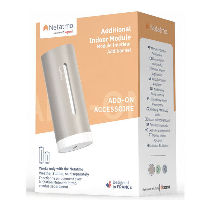 Netatmo NIM-S-WW Smart Indoor Air Quality Monitor - Additional Smart Indoor Module - Sand Color - Hygrometer, Thermometer