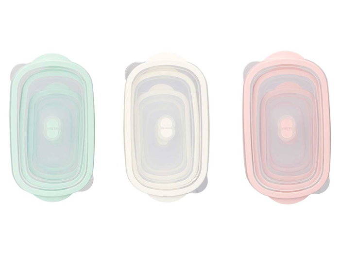 Leknes Set 5 Fiambreras Surtidas Plástico PP TPR Blanco Rosa Verde 200ml 400ml 800ml 1.75L 2.8L 28x11x16cm Aptas Microondas y Lavavajillas (Set de 12)