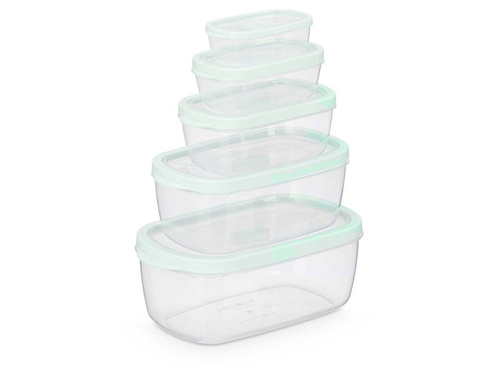Leknes Set 5 Fiambreras Surtidas Plástico PP TPR Blanco Rosa Verde 200ml 400ml 800ml 1.75L 2.8L 28x11x16cm Aptas Microondas y Lavavajillas (Set de 12)