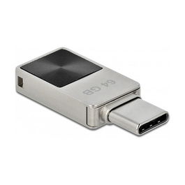 DeLOCK Mini USB-C 64GB Lápiz de Memoria, USB 3.2 Gen 1 (5Gbps), 90 MB/s, Carcasa Metal, Plata