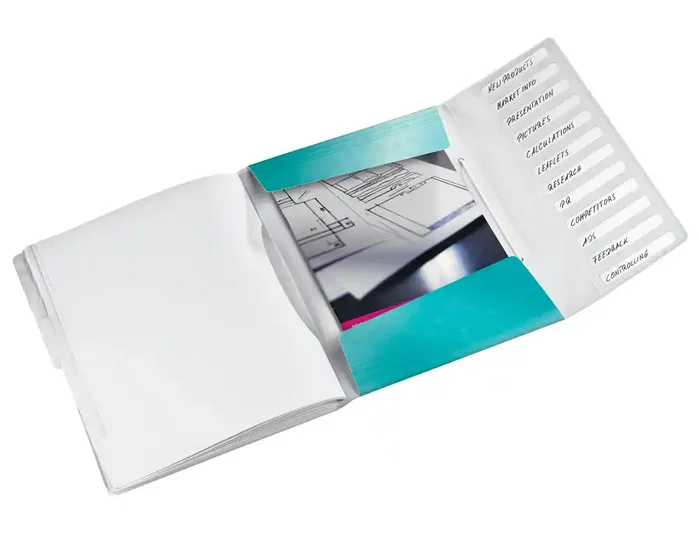 Leitz Wow Carpeta Clasificadora de Polipropileno con 12 Separadores Tamaño A4 Color Turquesa