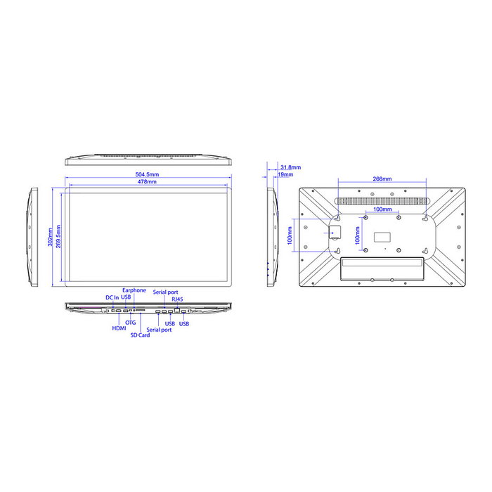 ALLNET Pro-Series Tablet con Pantalla Táctil PoE 21 Zoll Android 11 4GB/16GB Wifi AC