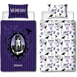 Wednesday WED3700891712460 Juego de Cama Reversible Microfibra Funda Nórdica 140 x 200 cm Funda Almohada 63 x 63 cm