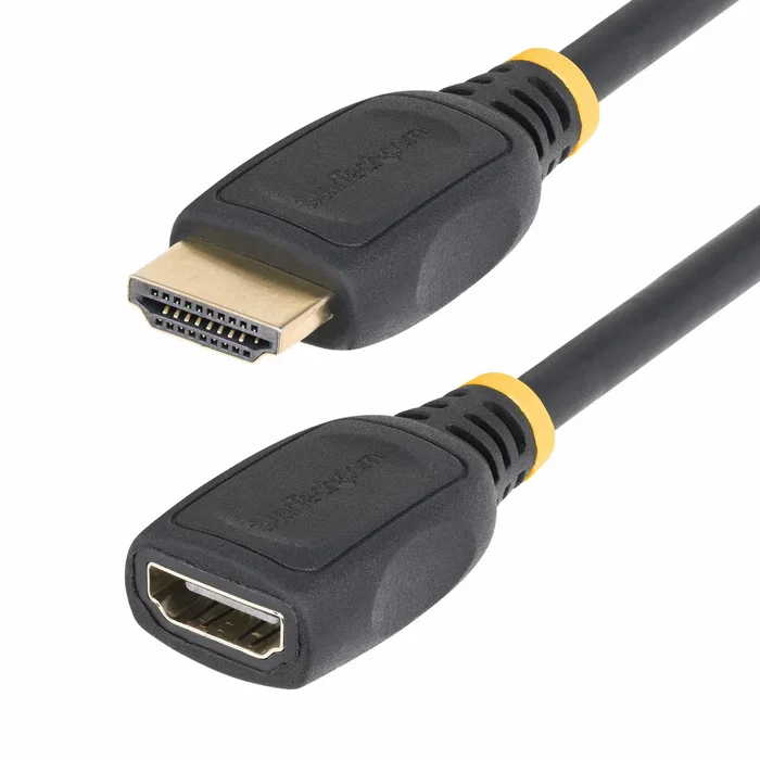 StarTech.com HD2MF3FL Cable Extensor/Alargador HDMI 2.0 Macho Hembra 1 Metro (3.3ft) - Alta Velocidad 18 Gbps, 4K UHD a 60Hz, HDR10, HDCP 2.2, Audio ARC, Chapado en Oro
