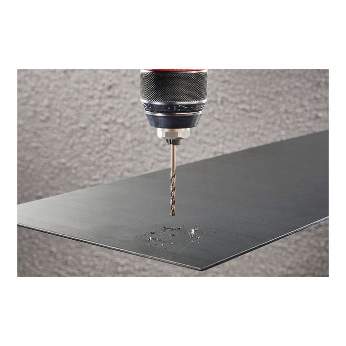 Wolfcraft Broca HSS Cobalto Rectificada Ø2.00 x 49 mm para Metal - Acero Inoxidable, Longitud Trabajo 24 mm, Ángulo Punta 130°