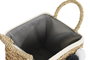 DKD Home Decor Set de 2 Cestas de Fibra y Algodón con Pompon con Colores Natural, Gris Oscuro y Blanco